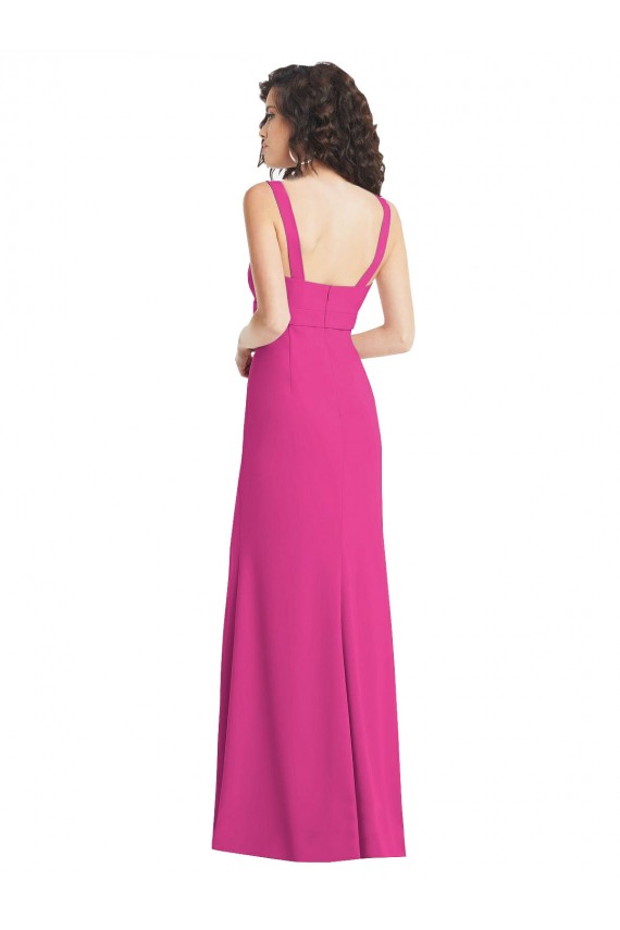 Compre Fucsia Trompeta Cuadrado Crepé Elástico Largo Vestidos de dama de honor / Vestidos de fiesta