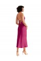 Compre Fucsia línea A Cuello en V Midi Satén elástico Corto Formales Vestidos de dama de honor / Vestidos de fiesta / Vestidos de cóctel