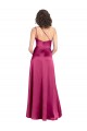 Compre Fucsia línea A Un Hombre Satén elástico Largo Formales Vestidos de dama de honor / Vestidos de fiesta