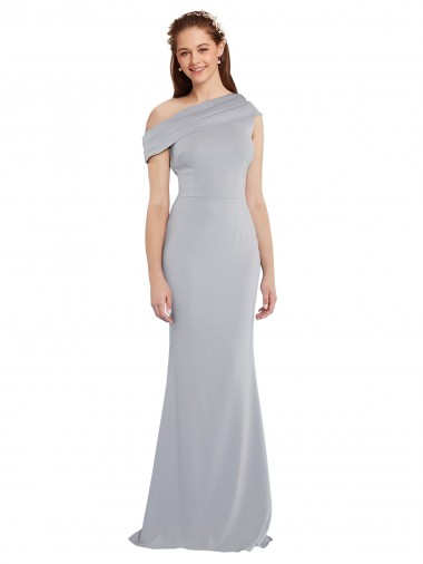 Compre Gris 24 Sirena Un Hombre Crepé Elástico Largo Formales Vestidos de dama de honor / Vestidos de fiesta