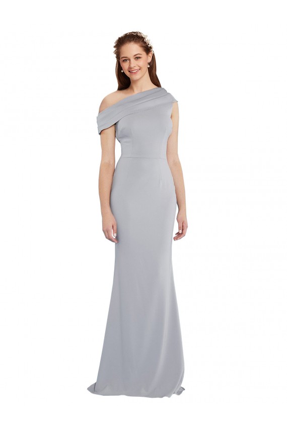 Compre Gris 24 Sirena Un Hombre Crepé Elástico Largo Formales Vestidos de dama de honor / Vestidos de fiesta