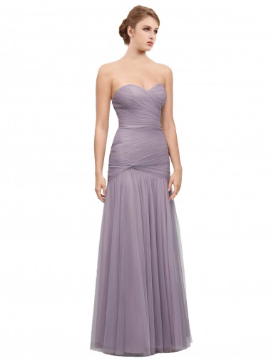 Compre Heather Sirena Cuello de Corazón Tul Largo Vestidos de dama de honor
