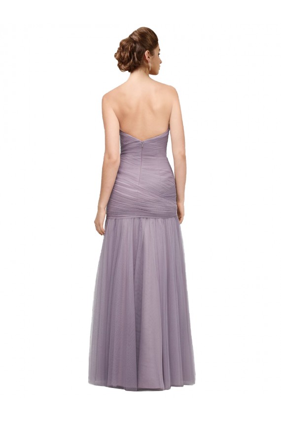 Compre Heather Sirena Cuello de Corazón Tul Largo Vestidos de dama de honor