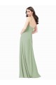 Compre Humo Verde línea A Tirantes espagueti Gasa Largo Vestidos de dama de honor
