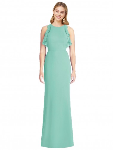 Compre Jade Sirena Cuello joya Gasa Largo Vestidos de dama de honor