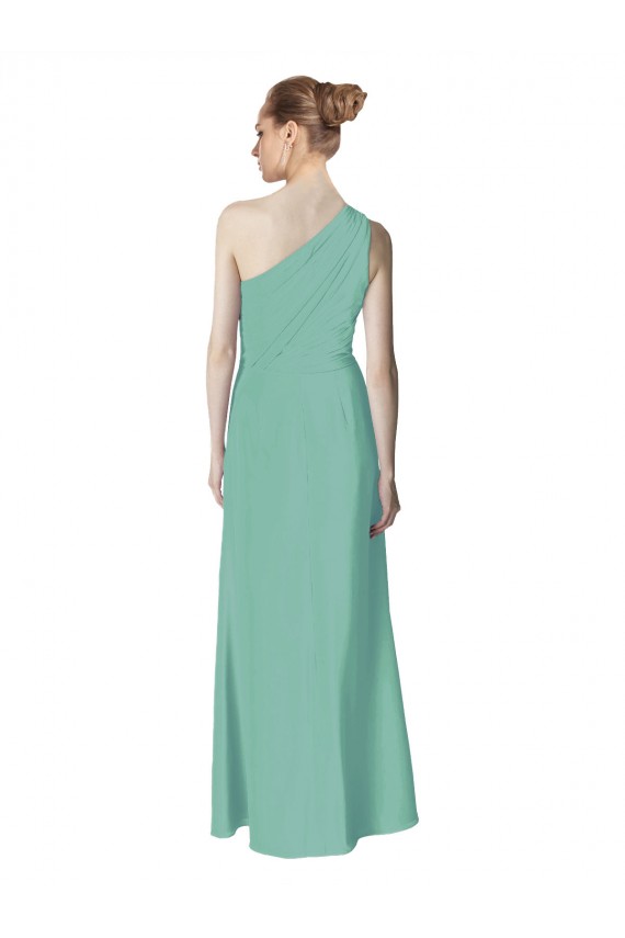 Compre Jade línea A Un Hombre Gasa Largo Vestidos de dama de honor