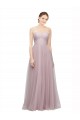 Compre Light Lilac línea A Cuello de Corazón Tul Encaje Largo Vestidos de dama de honor