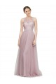 Compre Light Lilac línea A Cuello de Corazón Tul Encaje Largo Vestidos de dama de honor
