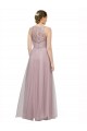 Compre Light Lilac línea A Cuello de Corazón Tul Encaje Largo Vestidos de dama de honor