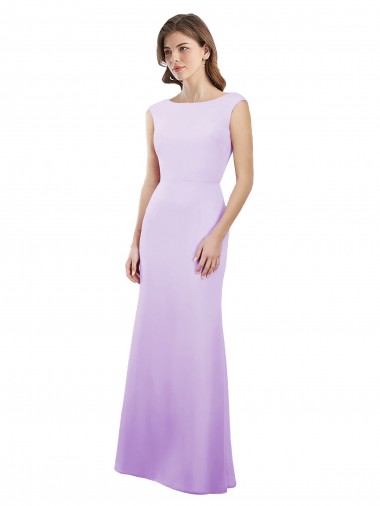 Compre Lila Columna Cuello redondo Gasa Largo Vestidos de dama de honor