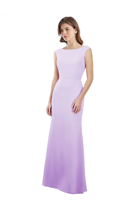 Compre Lila Columna Cuello redondo Gasa Largo Vestidos de dama de honor