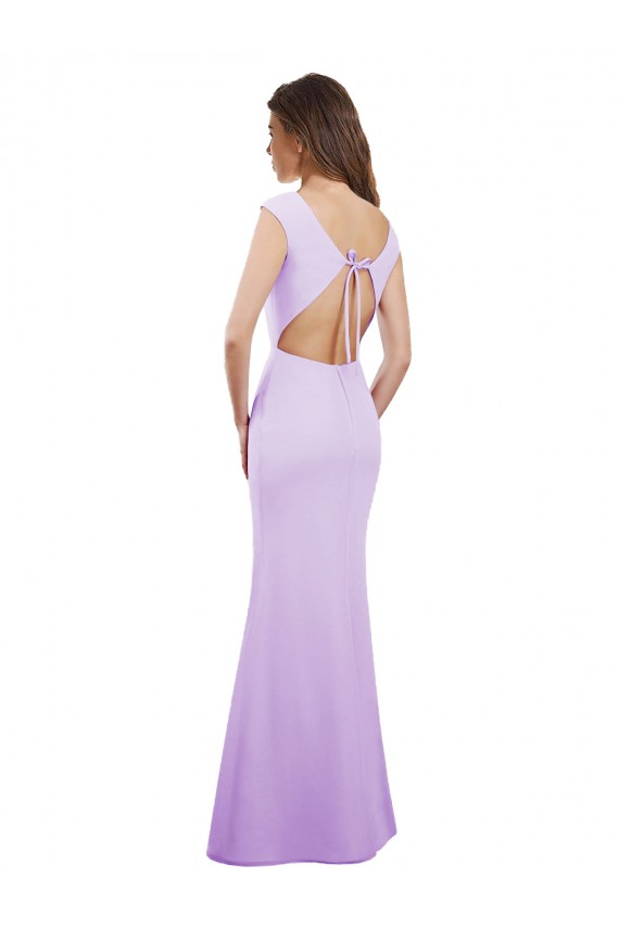 Compre Lila Columna Cuello redondo Gasa Largo Vestidos de dama de honor