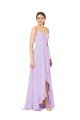Compre Lila Cubierta Cuello en V Gasa Largo Asimétrico Vestidos de dama de honor