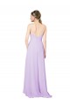 Compre Lila Cubierta Cuello en V Gasa Largo Asimétrico Vestidos de dama de honor
