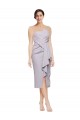 Compre Lila ártica Cubierta Sin tirantes Midi Crepé Elástico Corto Asimétrico Formales Vestidos de dama de honor / Vestidos de fiesta / Vestidos de cóctel