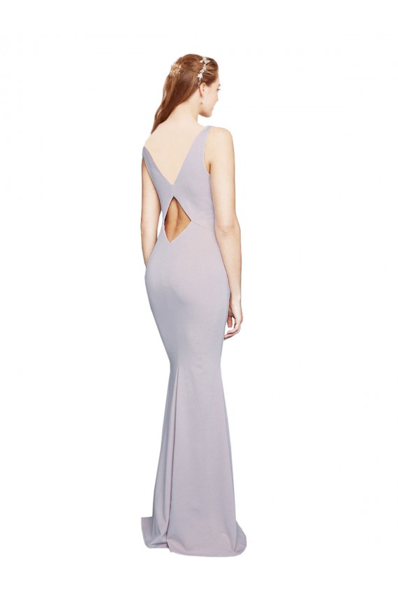 Compre Lila ártica Sirena Cuello en V Crepé Elástico Largo Formales Vestidos de dama de honor / Vestidos de fiesta
