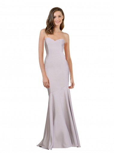 Compre Lila ártica Sirena Sin tirantes Crepé Elástico Largo Vestidos de dama de honor / Vestidos de fiesta