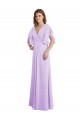 Compre Lila línea A Cuello en V Gasa Largo Vestidos de dama de honor