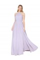 Compre Lila línea A Halter Cuello Alto Gasa Largo Formales Vestidos de dama de honor / Vestidos de fiesta