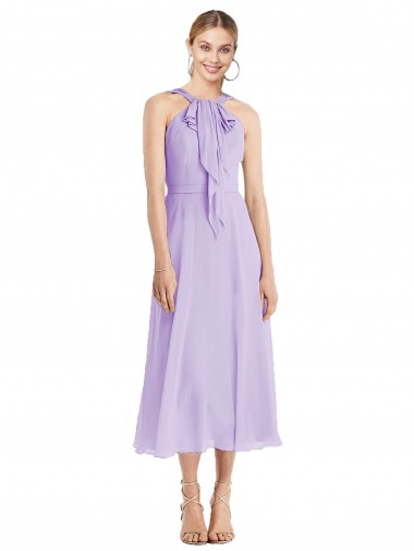 Compre Lila línea A Halter Gasa Corto Vestidos de dama de honor / Vestidos de cóctel