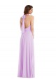 Compre Lila línea A Halter Gasa Largo Vestidos de dama de honor