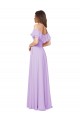 Compre Lila línea A Hombros Descubiertos Sin tirantes Gasa Largo Vestidos de dama de honor