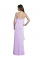 Compre Lila línea A Tirantes espagueti Cucharón Gasa Largo Vestidos de dama de honor