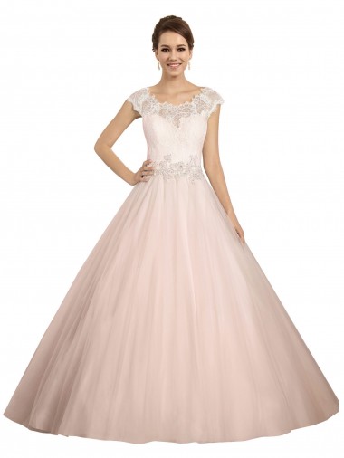 Compre Marfil Barco Ilusión Cola capilla Encaje Vestidos de novia