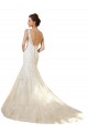 Compre Marfil & Champán Sirena Cuello en V Cola capilla Tul Encaje Vestidos de novia