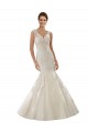 Compre Marfil & Champán Sirena Cuello en V Cola capilla Tul Encaje Vestidos de novia