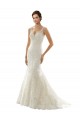 Compre Marfil & Champán Sirena Cuello en V Cola capilla Tul Encaje Vestidos de novia