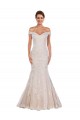 Compre Marfil & Champán Sirena Hombros Descubiertos Cola capilla Encaje Clásico Vestidos de novia