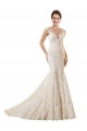 Compre Marfil & Champán Sirena Ilusión Cola capilla Encaje Vestidos de novia