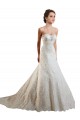 Compre Marfil & Champán línea A Cuello de Corazón Cola capilla Encaje Vestidos de novia