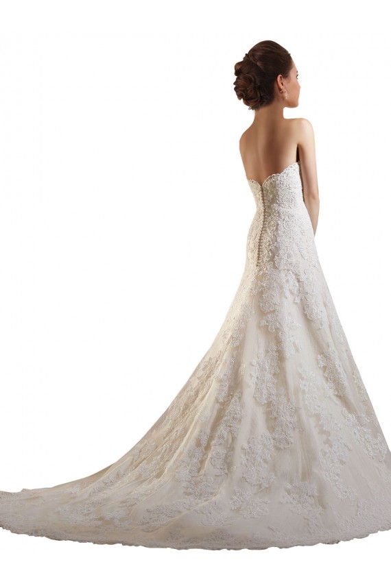 Compre Marfil & Champán línea A Cuello de Corazón Cola capilla Tul Encaje Vestidos de novia