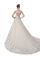 Compre Marfil & Champán línea A Cuello de Corazón Cola capilla Tul Encaje Vestidos de novia