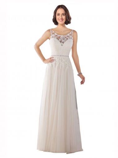 Compre Marfil & Champán línea A Ilusión Barrer tren Tul Boho Vestidos de novia
