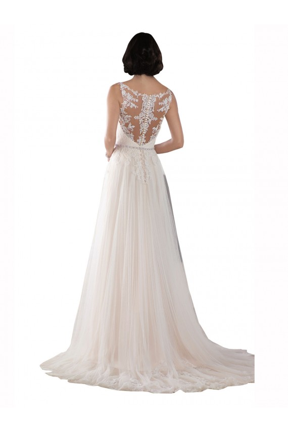 Compre Marfil & Champán línea A Ilusión Barrer tren Tul Boho Vestidos de novia