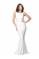 Compre Marfil Cubierta Cuello Alto Crepé Elástico Largo Formales Vestidos de dama de honor / Vestidos de fiesta