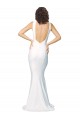 Compre Marfil Cubierta Cuello Alto Crepé Elástico Largo Formales Vestidos de dama de honor / Vestidos de fiesta