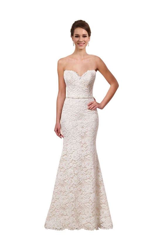Compre Marfil Cubierta Cuello de Corazón Cola capilla Encaje Vestidos de novia