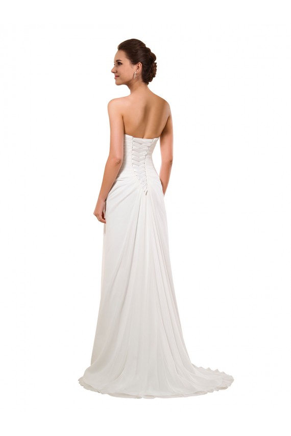 Compre Marfil Cubierta Cuello de Corazón Cola capilla Gasa Vestidos de novia