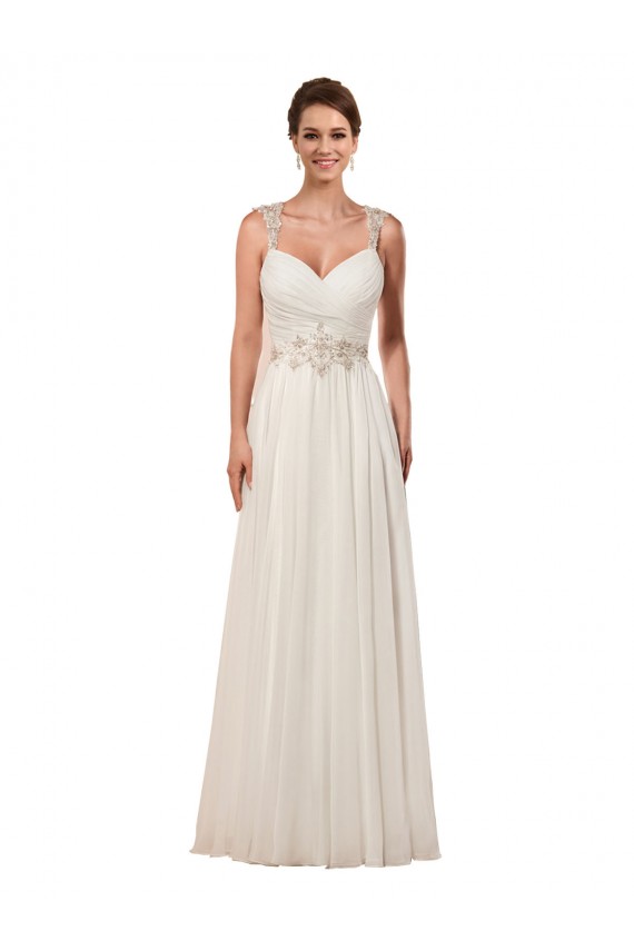 Compre Marfil Cubierta Cuello de Corazón Cola capilla Gasa Vestidos de novia