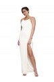 Compre Marfil Cubierta Halter Cuello Alto Satén elástico Largo Formales Vestidos de dama de honor / Vestidos de fiesta