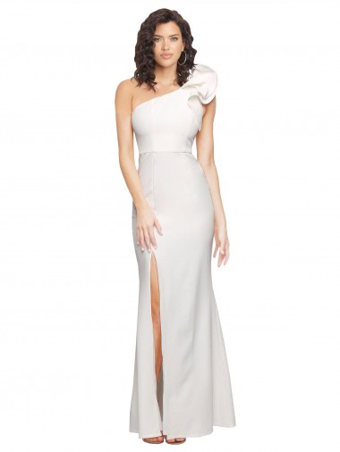 Compre Marfil Cubierta Un Hombre Crepé Elástico Largo Formales Vestidos de dama de honor / Vestidos de fiesta