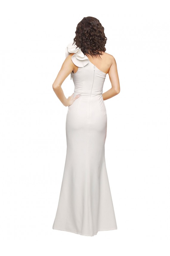 Compre Marfil Cubierta Un Hombre Crepé Elástico Largo Formales Vestidos de dama de honor / Vestidos de fiesta