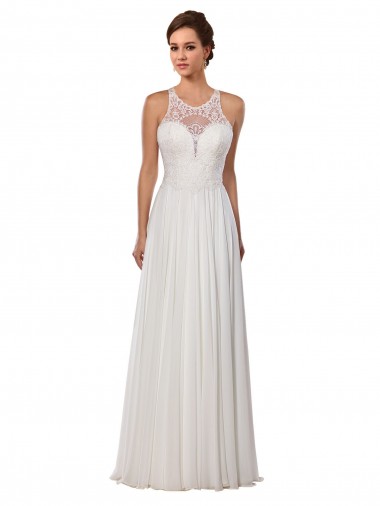 Compre Marfil Cubierta Ilusión Cola capilla Gasa Vestidos de novia