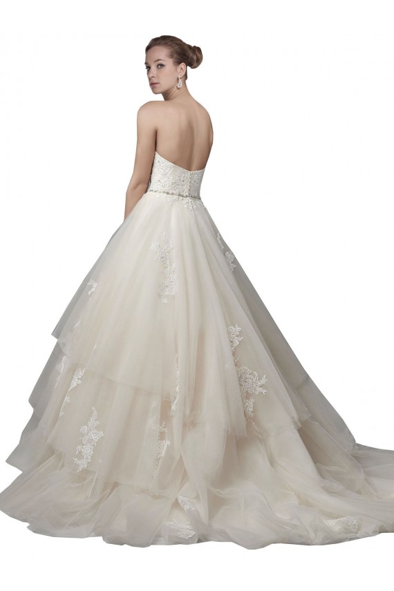 Compre Marfil Cucharón Sin tirantes Cola capilla Tul Encaje Vestidos de novia