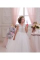 Compre Marfil Cuello Alto Tul Encaje Largo vestidos de niña de las flores