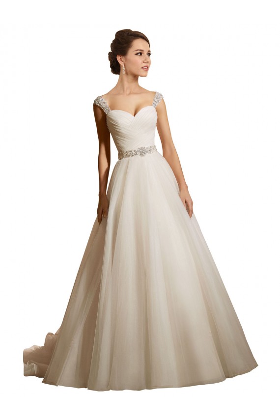 Compre Marfil Cuello de Corazón Cola capilla Tul Vestidos de novia